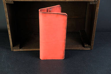 Чоловічий шкіряний гаманець Лонг на 8 карт, натуральна італійська шкіра Краст, колір Червоний