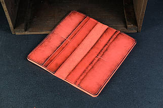 Чоловічий шкіряний гаманець Лонг на 8 карт, натуральна італійська шкіра Краст, колір Червоний, фото 3