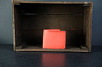 Мужской кожаный кошелек Компакт, натуральная кожа итальянский Краст, цвет Красный