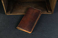 Мужской кожаный кошелек Лонг на 12 карт, натуральная кожа итальянский Краст, цвет коричневий, оттенок Вишня