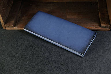 Чоловічий шкіряний гаманець Молодіжний, натуральна італійська шкіра Краст, колір Синій