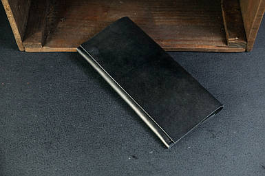 Чоловічий шкіряний гаманець Молодіжний, натуральна італійська шкіра Краст, колір Чорний