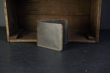 Чоловіче шкіряне портмоне на 6 карт, натуральна вінтажна шкіра, колір коричневый, відтінок Шоколад