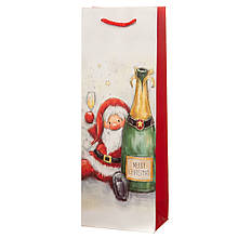 Новорічні подарункові пакети для пляшки "Champagne" (36*12,8*8,4 см) (4 малюнка, в уп. 12 шт.)