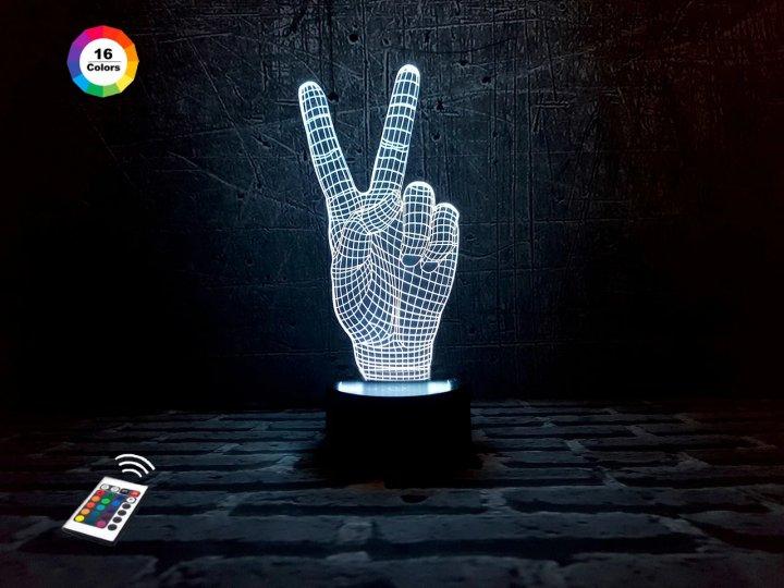 3D нічник "Привіт" (ВОЛІЧНЕ ЗОБРАЖЕННЯ) + пульт ДК + мережевий адаптер + батарейки (3ААА) 3DTOYSLAMP, фото 1