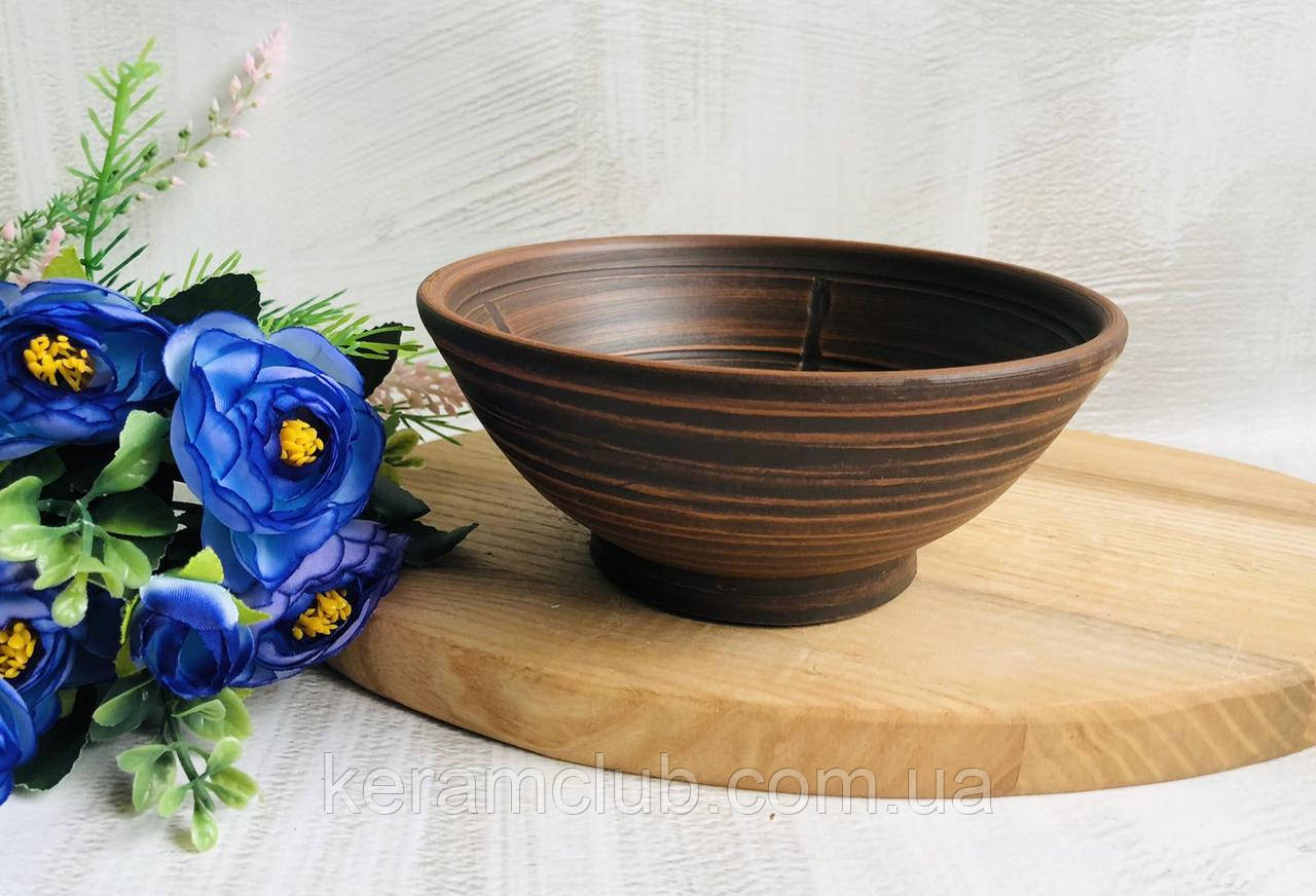 Чаша для гоління ручної роботи з червоної глини 400 мл на ніжці, фото 1