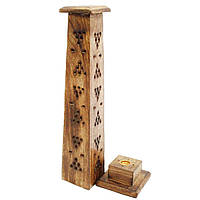 Деревянный ящик-шкатулка для благовоний - подставка под ароматические палочки Башня, дерево (30 см выс.)
