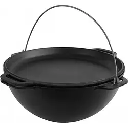 Казан чавунний азіатський із кришкою-сковородою об`ємом 15 л Brizoll, Брізол КА15-3