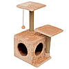 Будиночок-когтеточка з полицею Маруся 43х33х75 см (драпка) для кішки Бежевий, фото 2