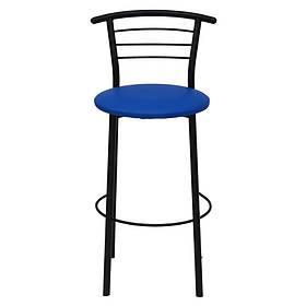 Барний стілець синього кольору на металевому каркасі HOKER Black