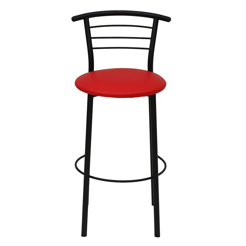 Барний стілець червоного кольору на металевому каркасі HOKER Black