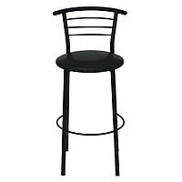 Барный стул чёрного цвета на металлическом каркасе HOKER Black