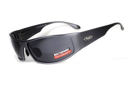 Окуляри захисні Global Vision BAD-ASS-1 GunMetal (gray) сірі в темній металевій оправі, фото 1