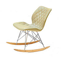 Кресло качалка Nolan Rack кожзам бежевый 1017, дизайн Charles Eames RAR Rocker Chair