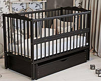 Кроватка колыбель для новорожденных Веселка, ящик, маятник, 3 уровня дна, откидная боковина. Венге