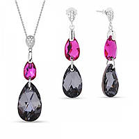 Серебряный комплект Spark со Swarovski Double Drop NKC323061061FSN