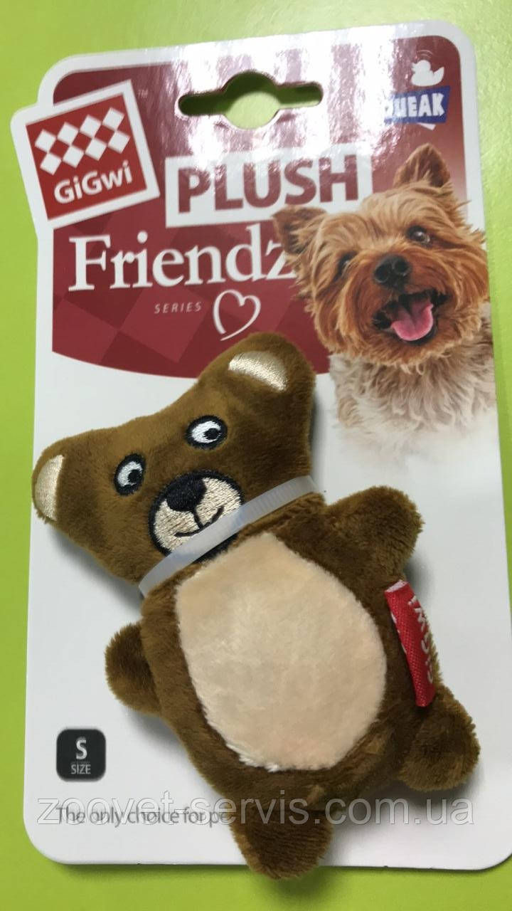 Іграшка для собак Ведмедик з 2-ма пищалками GiGwi Plush плюш 9 см 75023