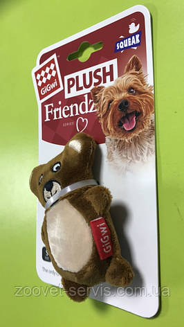 Іграшка для собак Ведмедик з 2-ма пищалками GiGwi Plush плюш 9 см 75023, фото 2