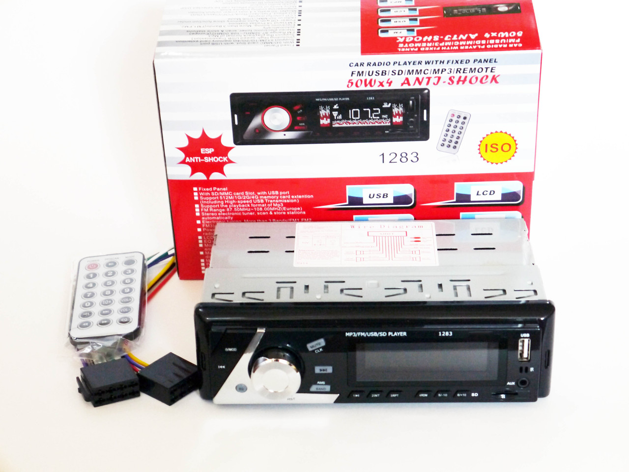 Автомагнітола 1283 ISO — MP3+FM+USB+microSD-карта!