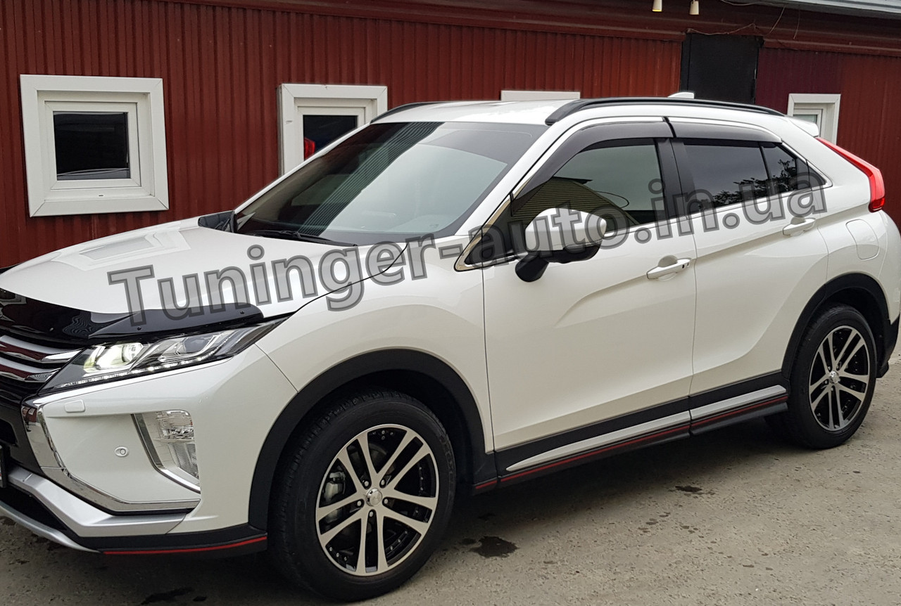 Дефлектори вікон з хром молдингом (вітровики) Mitsubishi Eclipse Cross 2017-2024 (Fly), фото 1