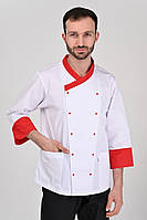 Китель (куртка) кухаря Брюссель білий-червоний