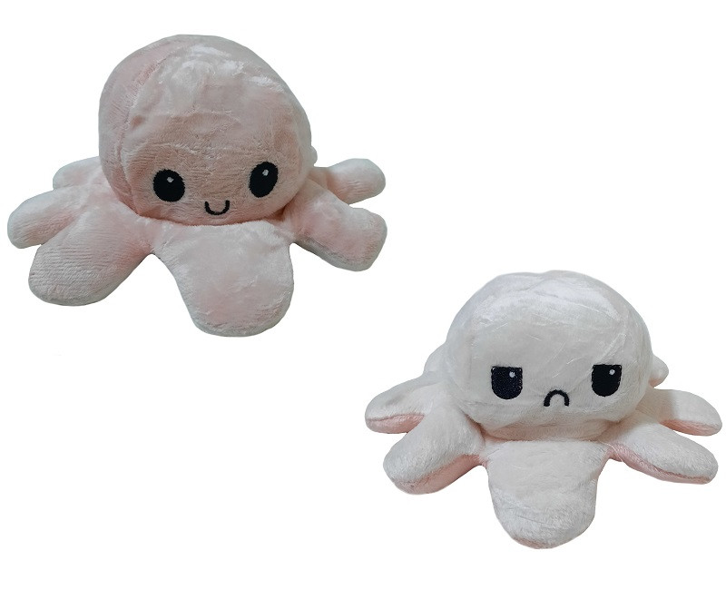 Іграшка м'яка восьминіг двосторонній OCTOPUS 7931, біло-рожева