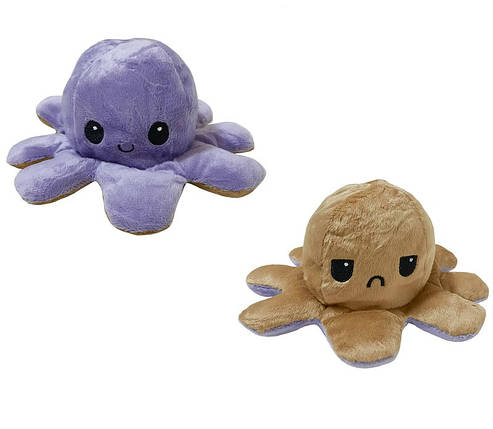 Іграшка м'яка восьминіг двосторонній OCTOPUS 7931, золотисто-фіолетова, фото 1
