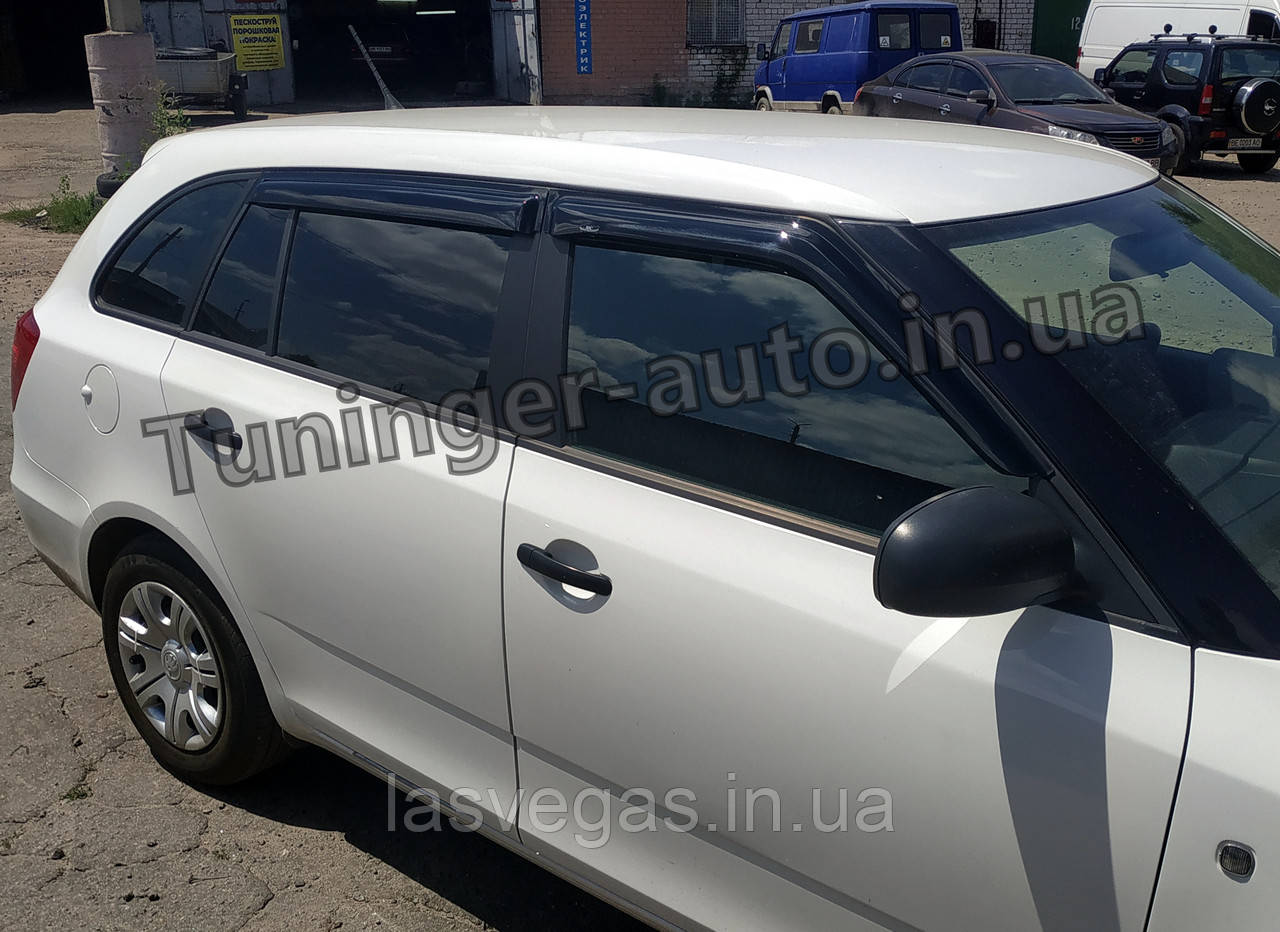 Дефлектори вікон, вітровики Skoda Fabia II універсал 2007-2014 (Hic), фото 1