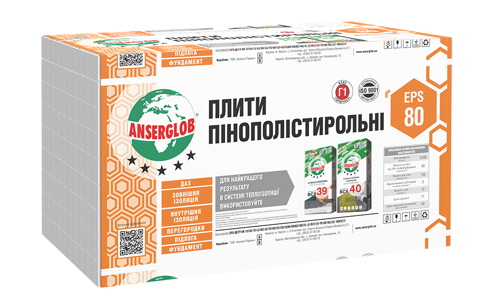 Пінопласт Anserglob EPS 80 (1000 мм)