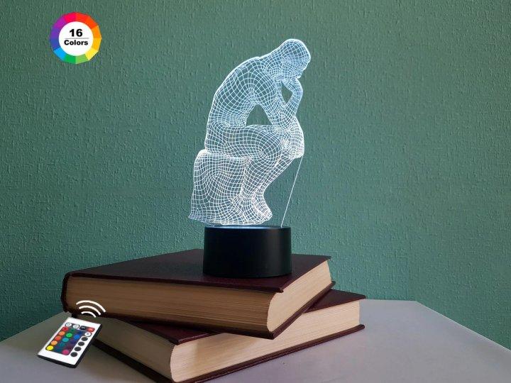 3D нічник "Мислювач" (ВОЛІЧНЕ ЗОБРАЖЕННЯ) + пульт ДК + мережевий адаптер +батарейки (3ААА) 3DTOYSLAMP, фото 1