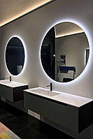 Круглое зеркало с фоновой подсветкой большое безрамное 90