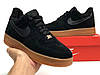 Зимові кросівки Nike Air Force 1 low Black Найк Форс чорні замшеві чоловічі хутряні утеплені, фото 9