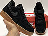 Зимові кросівки Nike Air Force 1 low Black Найк Форс чорні замшеві чоловічі хутряні утеплені, фото 4