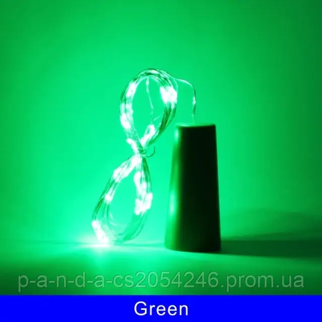 Світлодіодна гірлянда нитка крапля роси 20 led 2 м "Пробка" зелена, фото 1