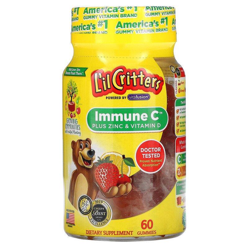 Вітаміни Immune C Plus Zinc & Vitamin D L'il Critters 60 жувальних таблеток