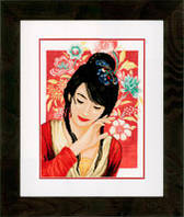 Набор для вышивки крестом LanArte Asian Flower Girl "Азиатская девушка в цветах"