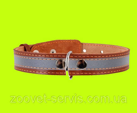 Нашийник Collar 35 мм з світловідбивною стрічкою Коричневий 02986, фото 2
