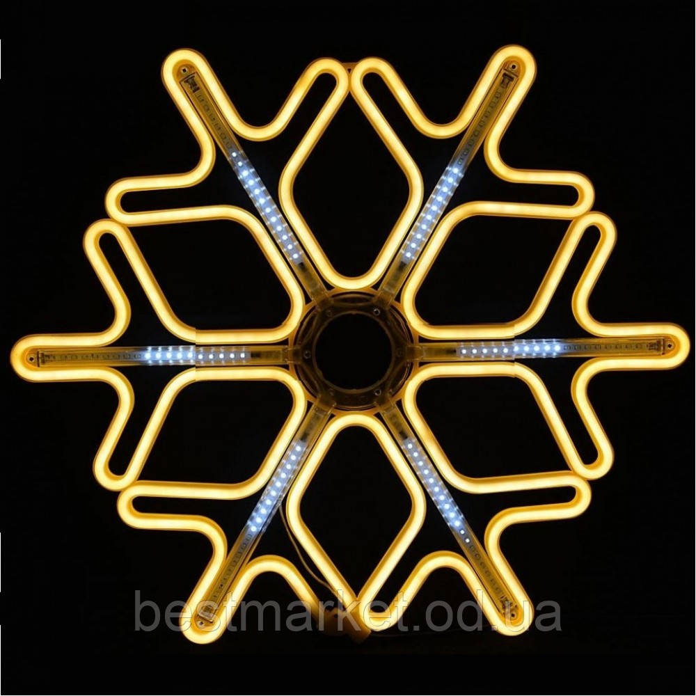 Вулична Новорічна Сніжинка з бедучими Світлодіодними Вогнями з Дюралайта Теплий Білий 40см