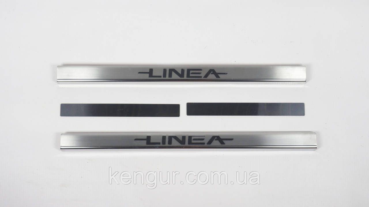 Хром накладки на пороги Fiat Linea 2007-2012 (компл.: 4шт, Omcarline), фото 1