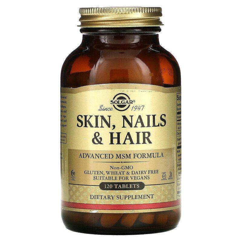 Skin, Nails & Hair Advanced MSM Formula Solgar 120 таблеток, фото 1