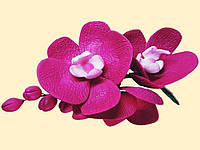 Декор для тортів, Гілочка орхідеї малинова з цукрової мастики, квіти з мастики