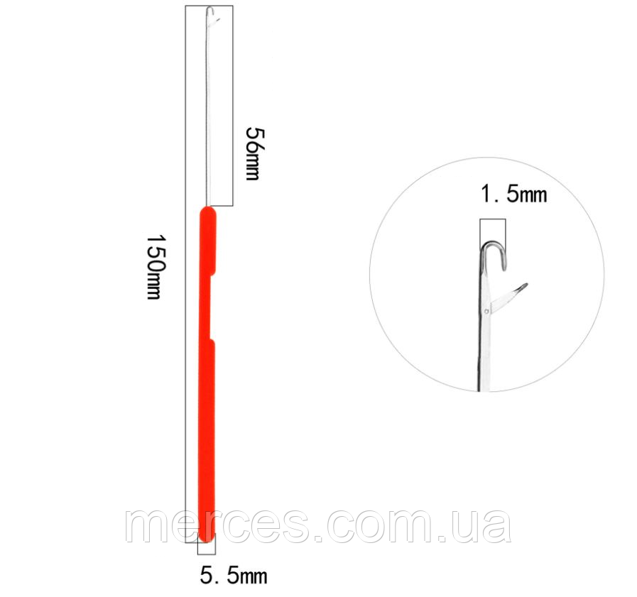 Гачок 1.5 мм для вплетення кісок канекалону сенегальських кос афрокос брейдів Jumbo braid, фото 1
