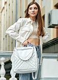 Модний жіночий білий рюкзак-сумка місткий повсякденний з матової екошкіри, фото 2