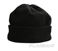 Флисовая двойная шапка черного цвета с утеплителем (Double black fleece hat with insulation)