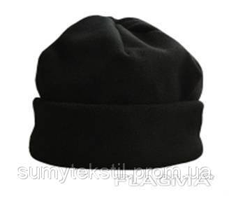 Флисовая двойная шапка черного цвета с утеплителем (Double black fleece hat with insulation) - фото 1 - id-p1481343115