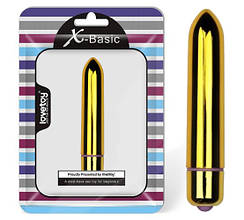 Вібропуля з 10 режимами вібрації X-Basic Bullet Long 10 Speeds Gold — інтенсивна стимуляція у мініформаті