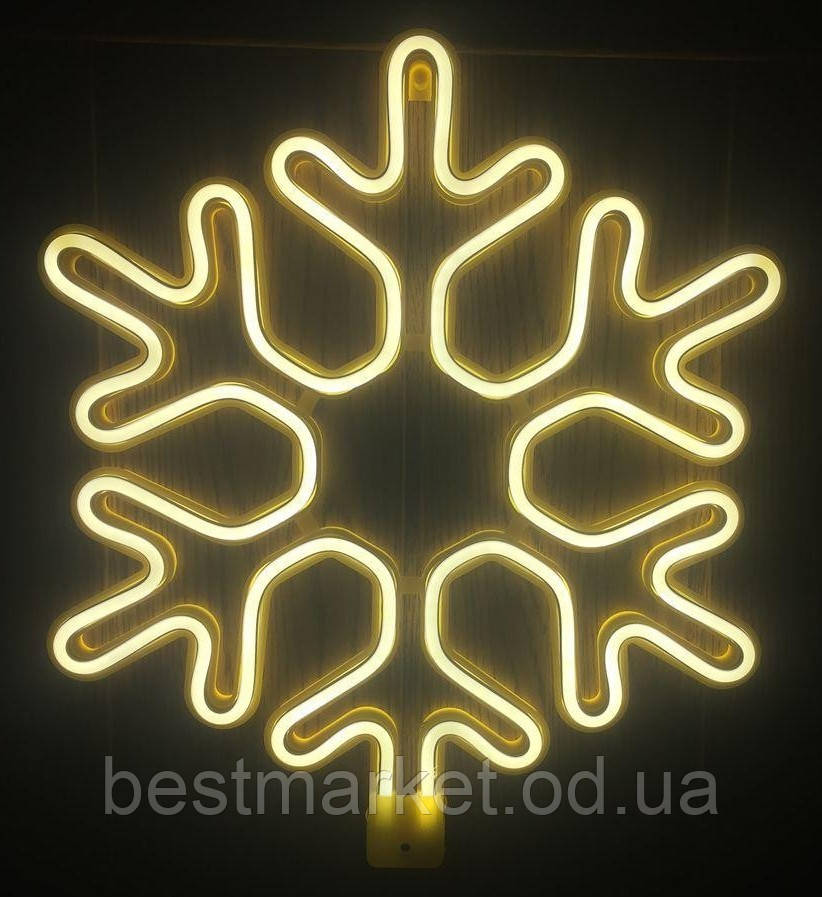 Вулична Новорічна Світлодіодна Фігура Сніжинка Теплий Білий 40см