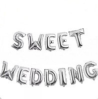 Фольгированные надувные шары SWEET WEDDING | Серебро
