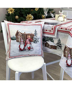 Гобеленова наволочка новорічна Snowfall Парочка гномів  45х45см