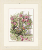 Набор для вышивки крестом LanArte Nesting Birds in Rambler Rose "Гнездящиеся птицы в вьющихся розах